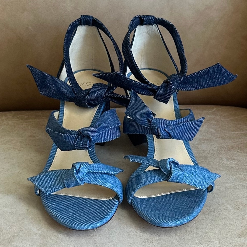 Alexandre Birman Mary Knotted Blue Denim Bow Sandals EU 37/US 7 Luxury Summer - Picture 2 of 10
